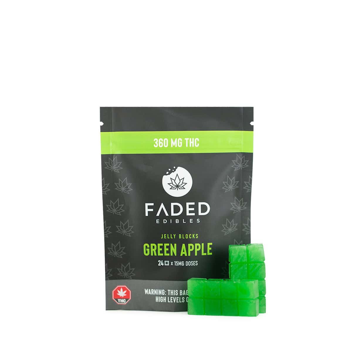 Faded Cannabis Co. Green Apple Jelly Blocks at thejointonmarket
