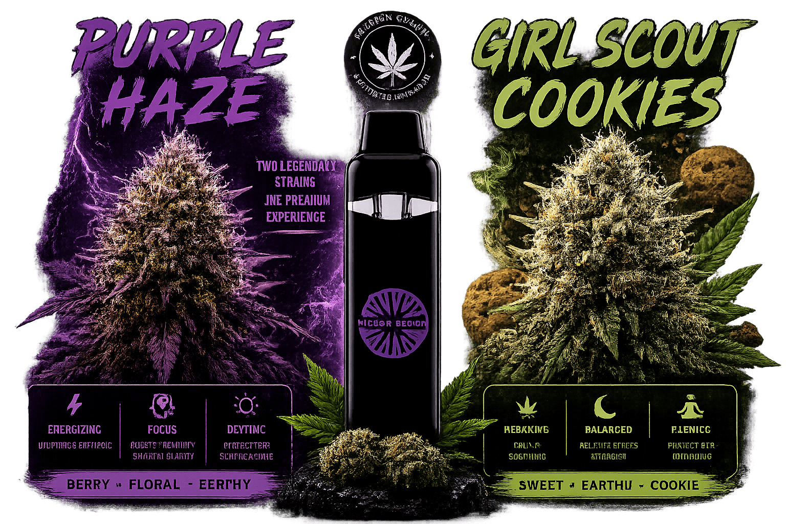 Purple Haze x Girl Scout Cookies 2.0G Dual Chamber Disposable at thejointonmarket
